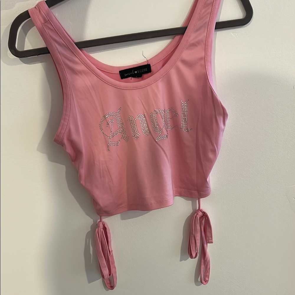 Pink Angel Embellished Crop Top